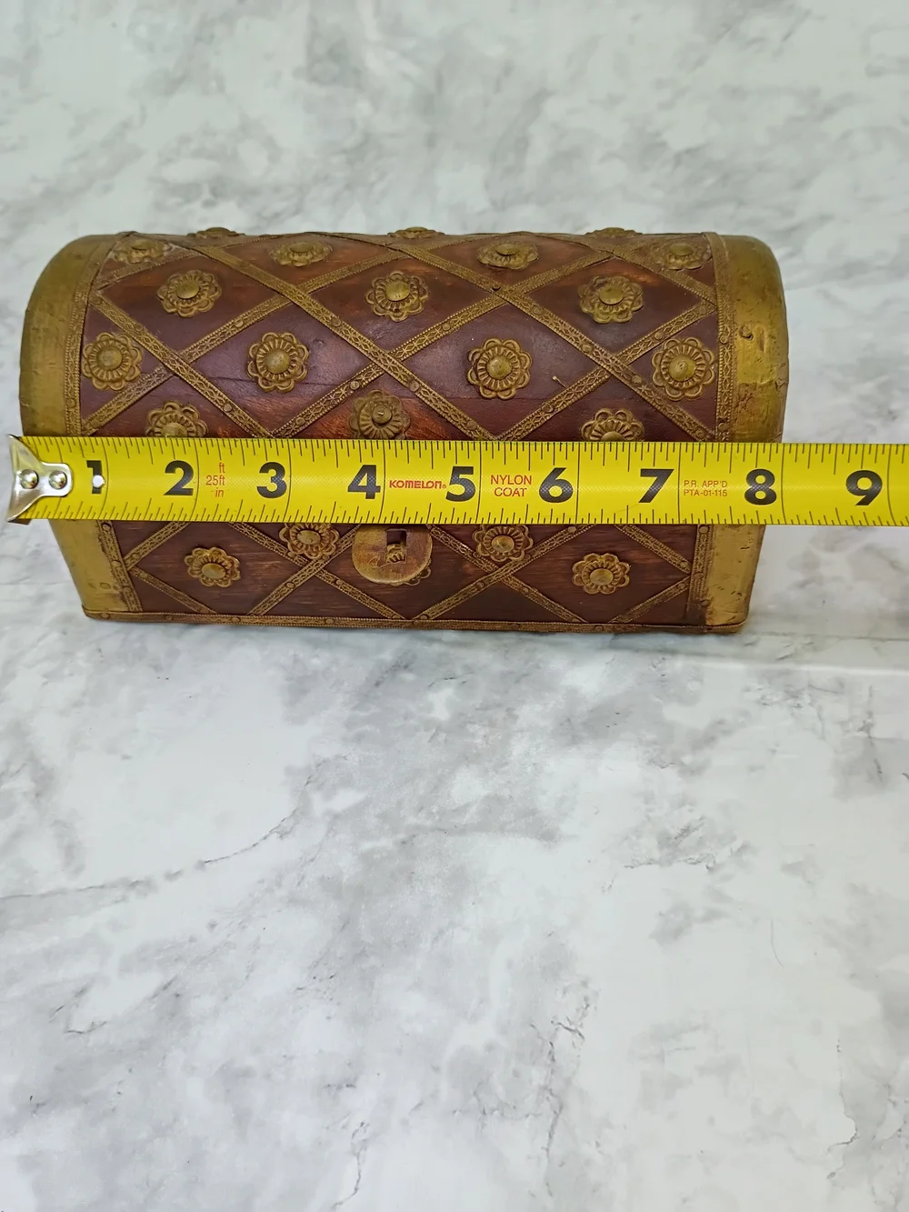 Vintage Ornate Brown Floral Dome Jewelry Chest